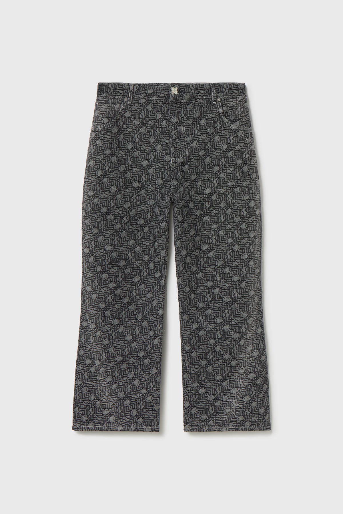 DENIM JACQUARD FLARED PANTS