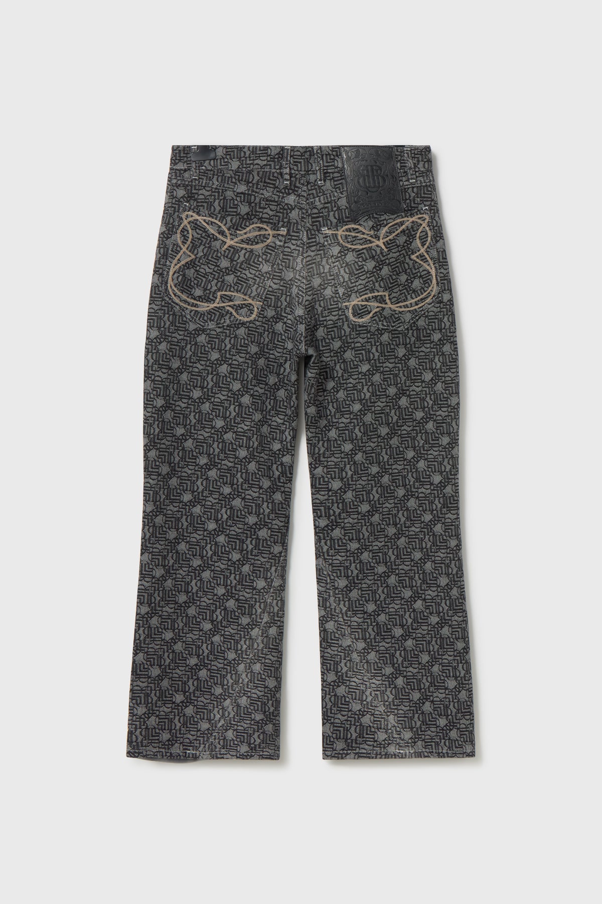 DENIM JACQUARD FLARED PANTS