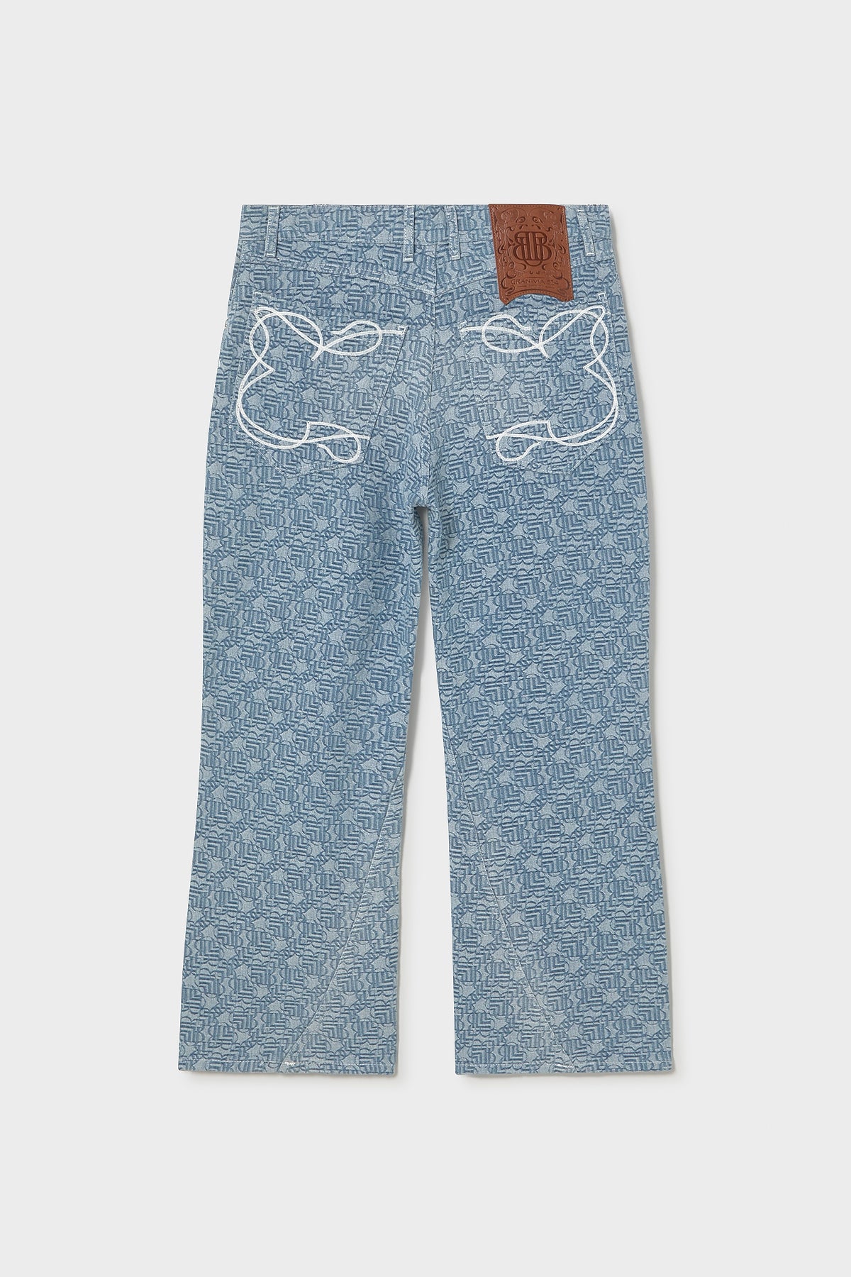 DENIM JACQUARD FLARED PANTS