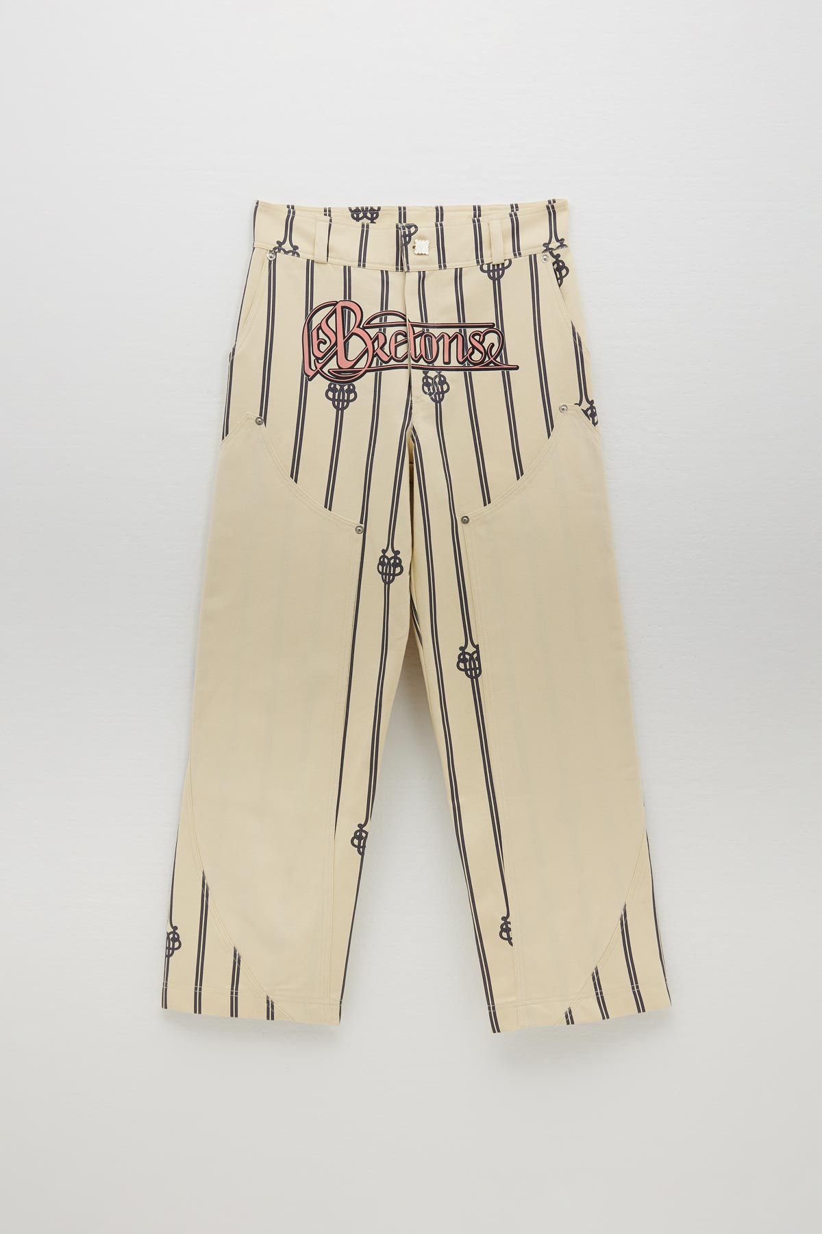 UB LARGE MONOGRAM COTTON CARPENTER PANTS WITH FRONT PRINT