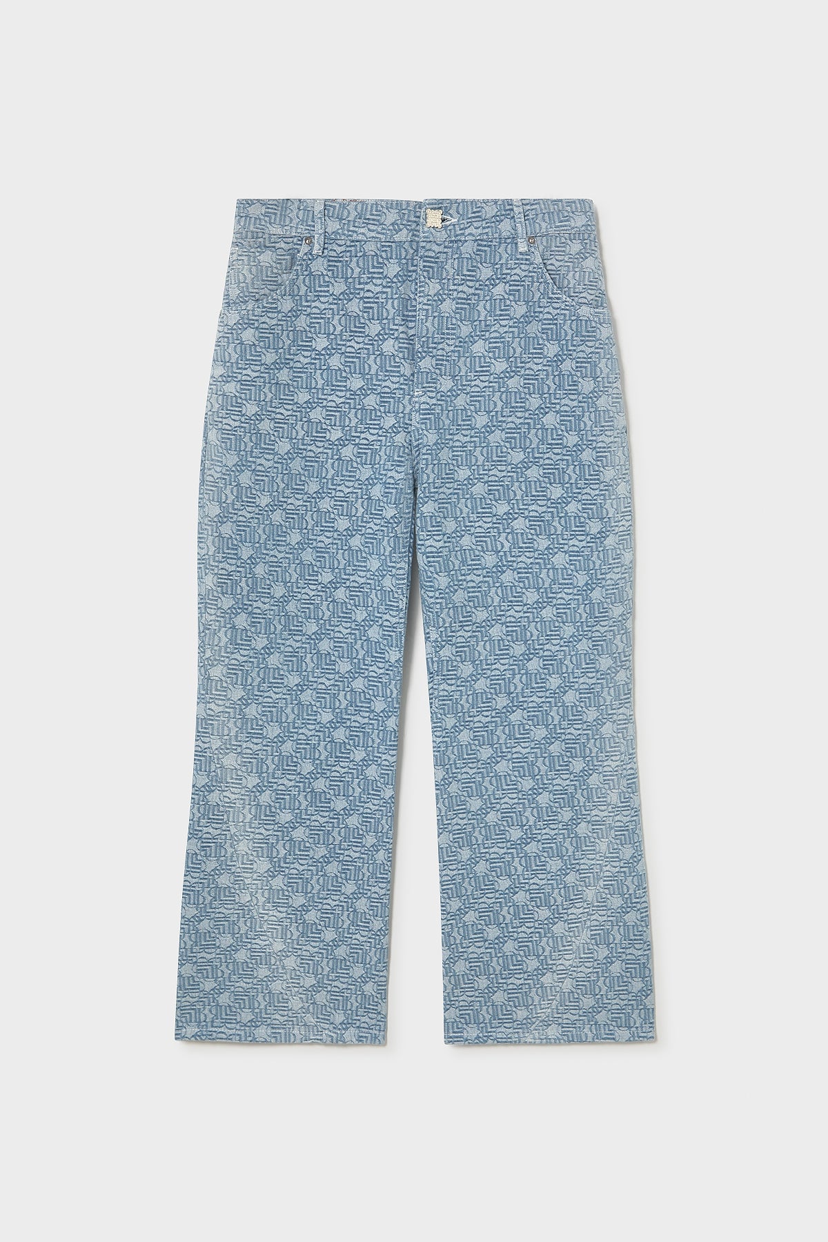 DENIM JACQUARD FLARED PANTS