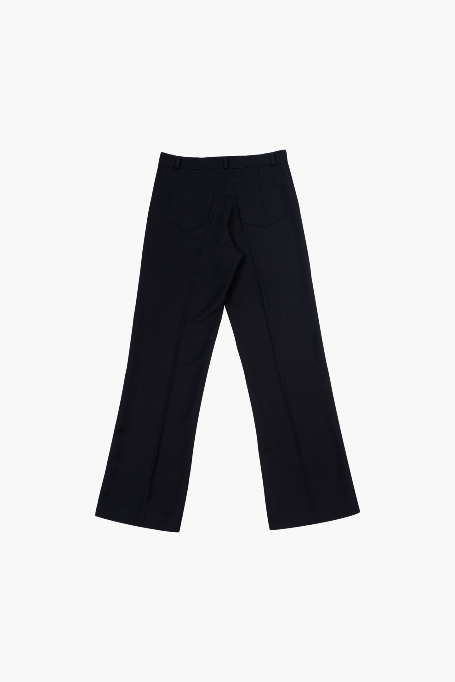 BLACK FLARED COTTON PANTS WITH UB BUTTON